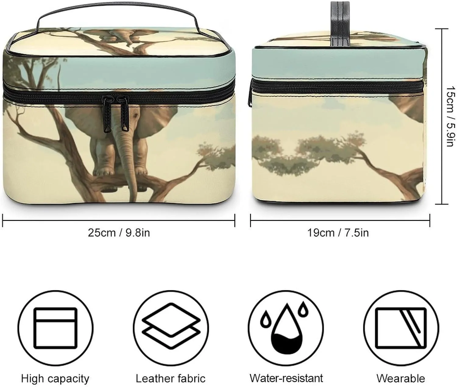 Travel Toiletry Bag for Women And Men,Little Elephant on Tree Toiletry Organizer, Makeup Bag Travel Organizer for Shampoo,Toiletries