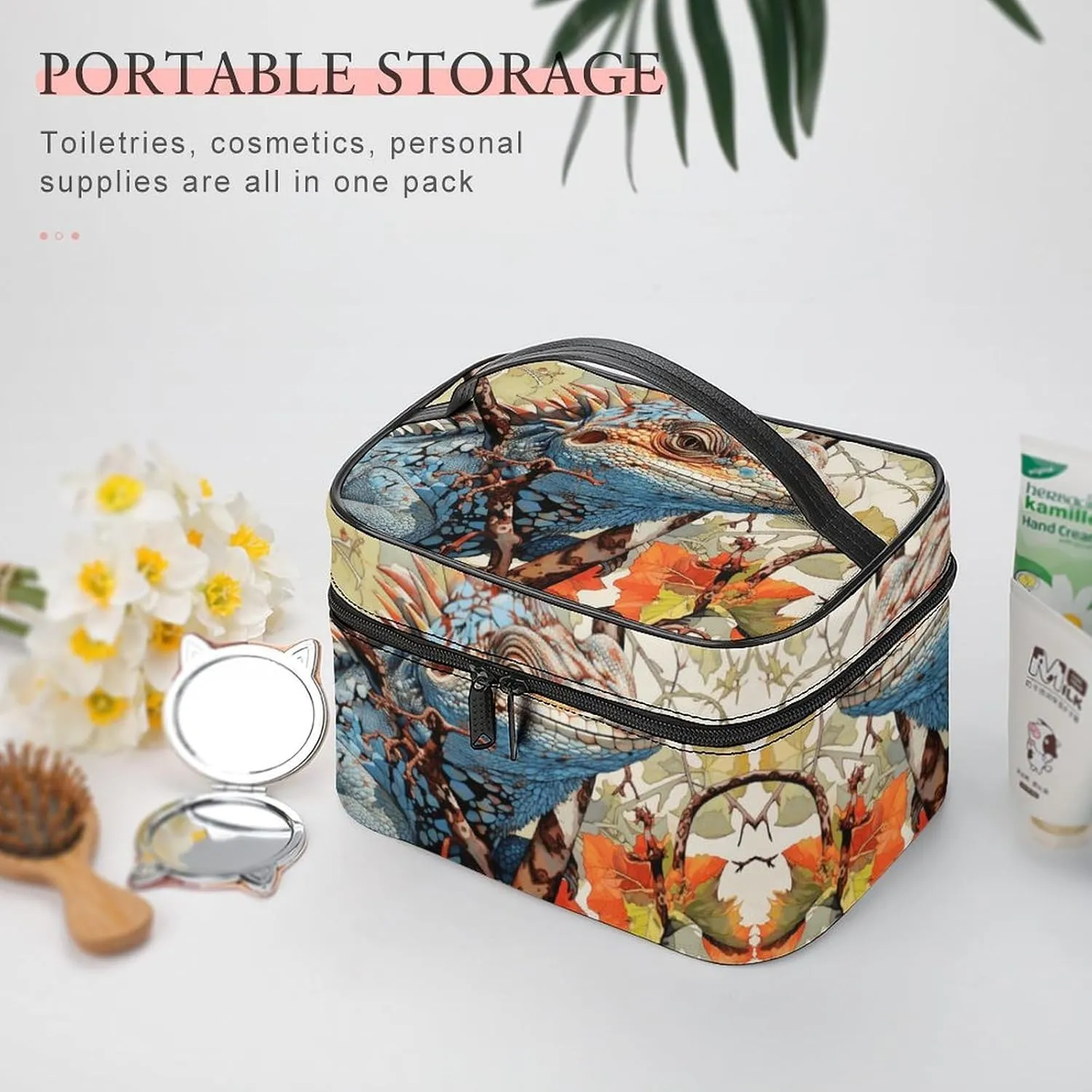 Travel Toiletry Bag for Women And Men,Lizard on The Branch Toiletry Organizer, Makeup Bag Travel Organizer for Shampoo,Toiletries