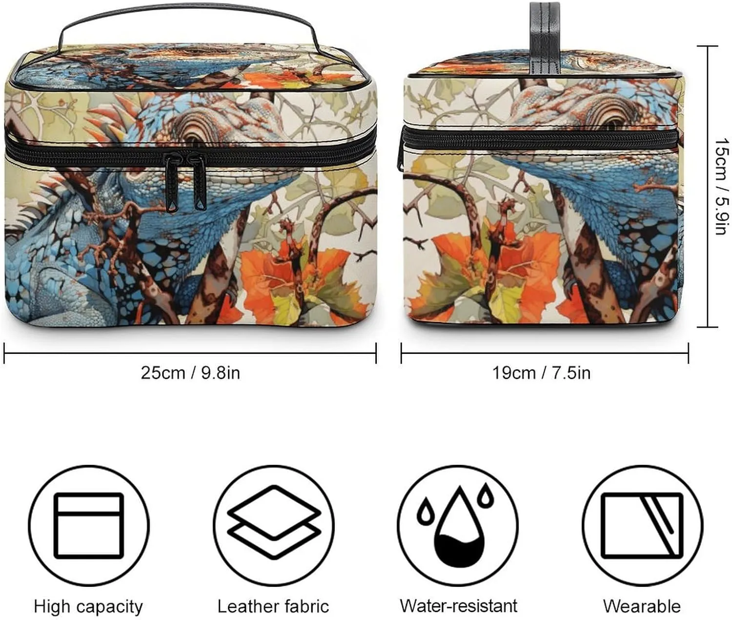 Travel Toiletry Bag for Women And Men,Lizard on The Branch Toiletry Organizer, Makeup Bag Travel Organizer for Shampoo,Toiletries