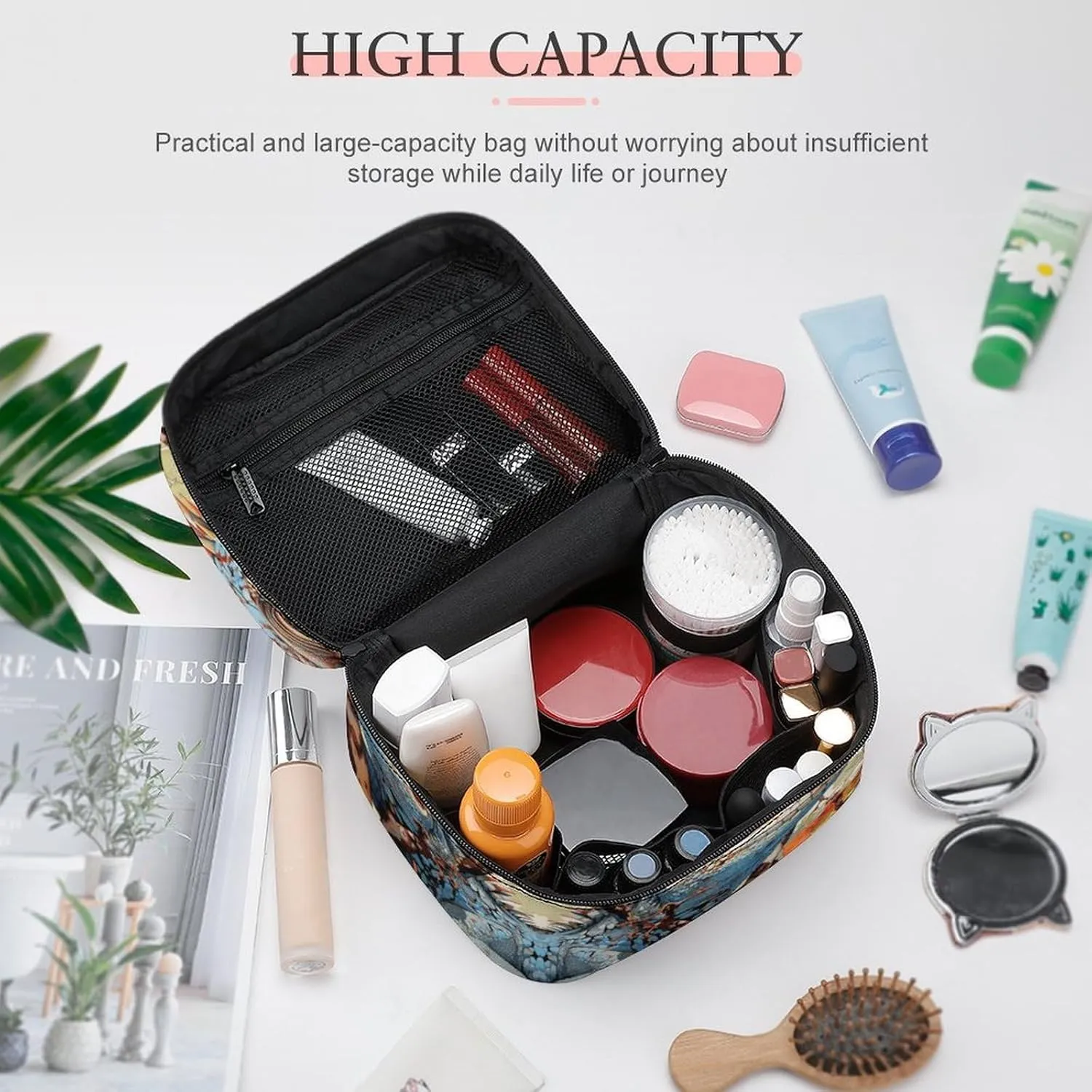 Travel Toiletry Bag for Women And Men,Lizard on The Branch Toiletry Organizer, Makeup Bag Travel Organizer for Shampoo,Toiletries