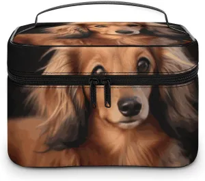 Travel Toiletry Bag for Women And Men,Long Haired Dachshund Toiletry Organizer, Makeup Bag Travel Organizer for Shampoo,Toiletries