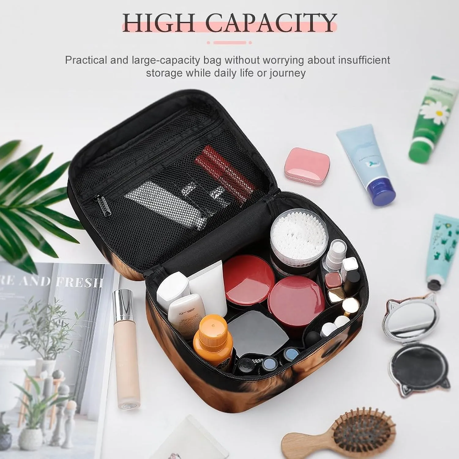 Travel Toiletry Bag for Women And Men,Long Haired Dachshund Toiletry Organizer, Makeup Bag Travel Organizer for Shampoo,Toiletries