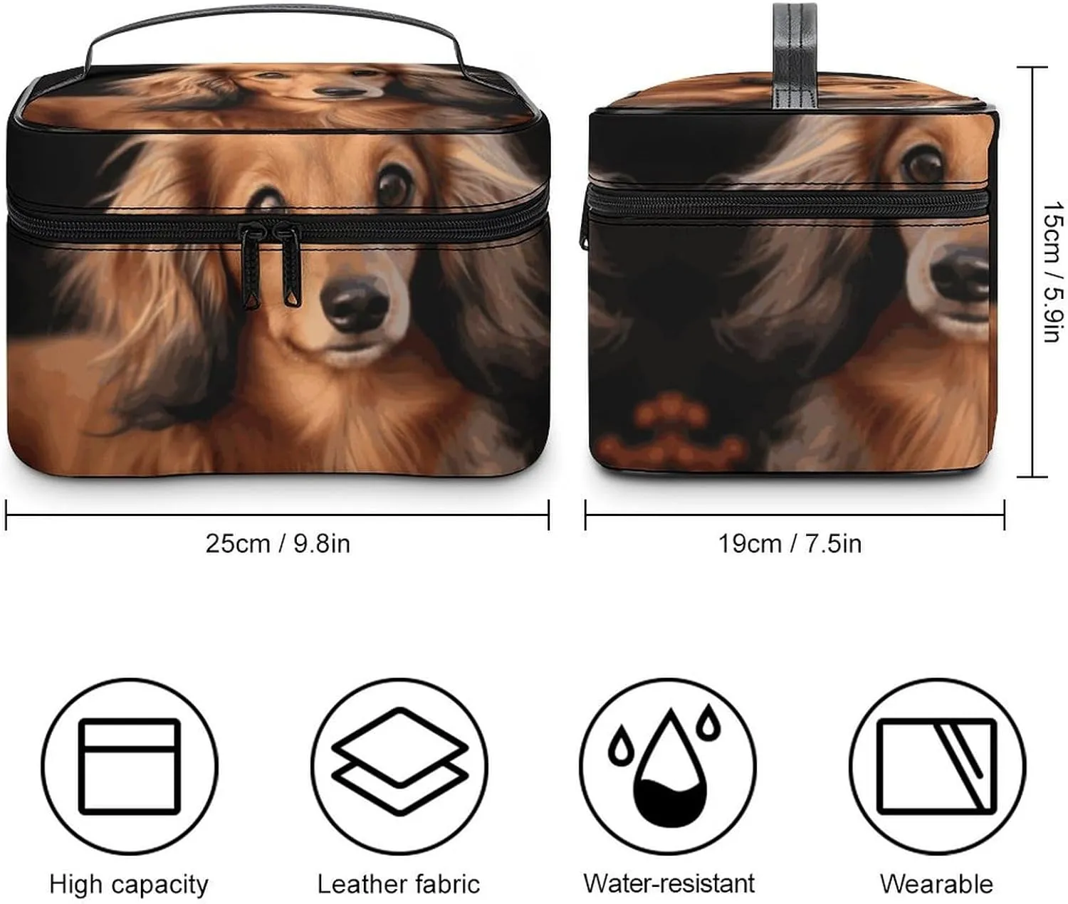 Travel Toiletry Bag for Women And Men,Long Haired Dachshund Toiletry Organizer, Makeup Bag Travel Organizer for Shampoo,Toiletries
