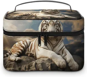 Travel Toiletry Bag for Women And Men,Majestic Tiger Resting on A Rock Toiletry Organizer, Makeup Bag Travel Organizer for Shampoo,Toiletries