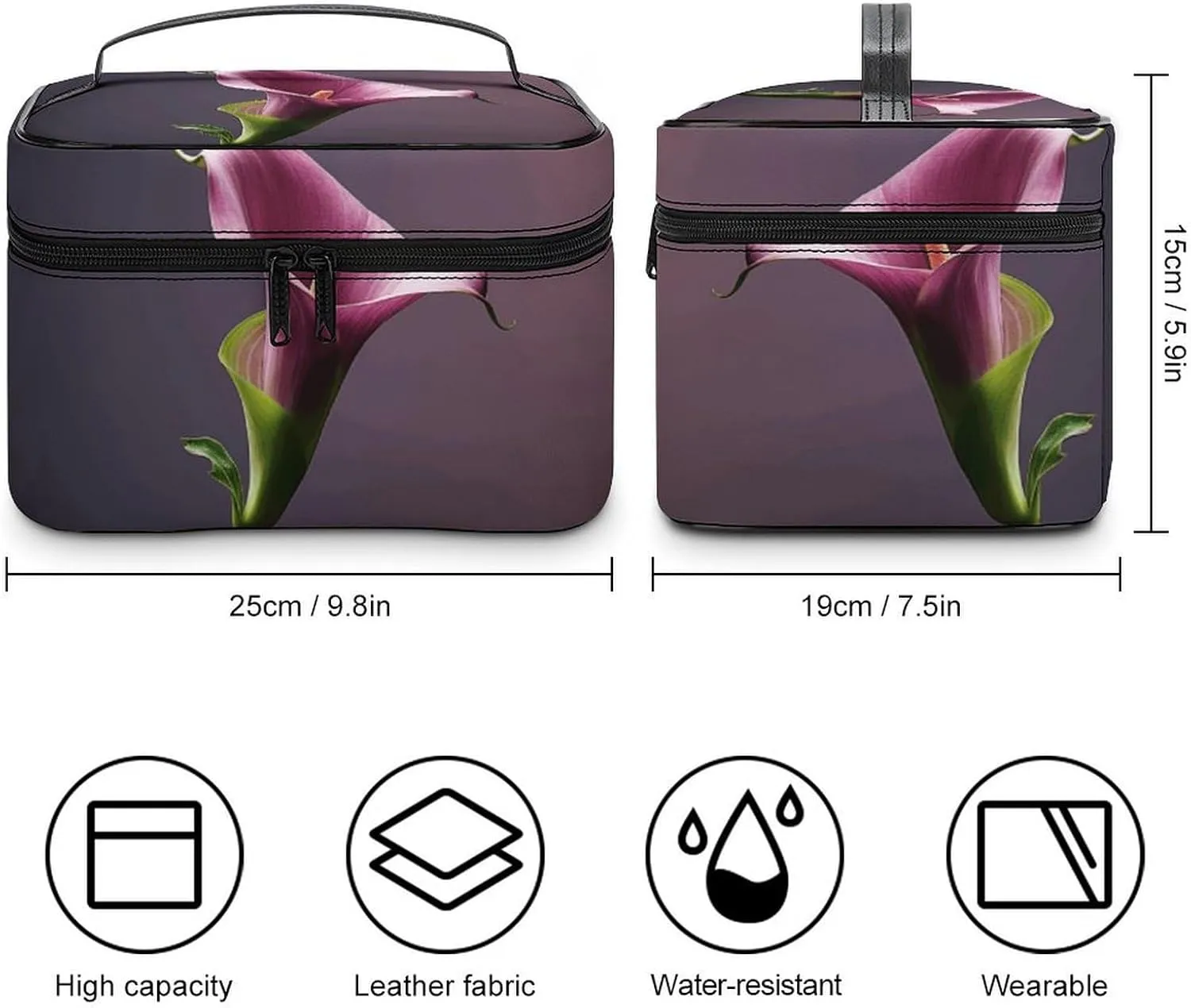 Travel Toiletry Bag for Women And Men,Purple Calla Lily Toiletry Organizer, Makeup Bag Travel Organizer for Shampoo,Toiletries