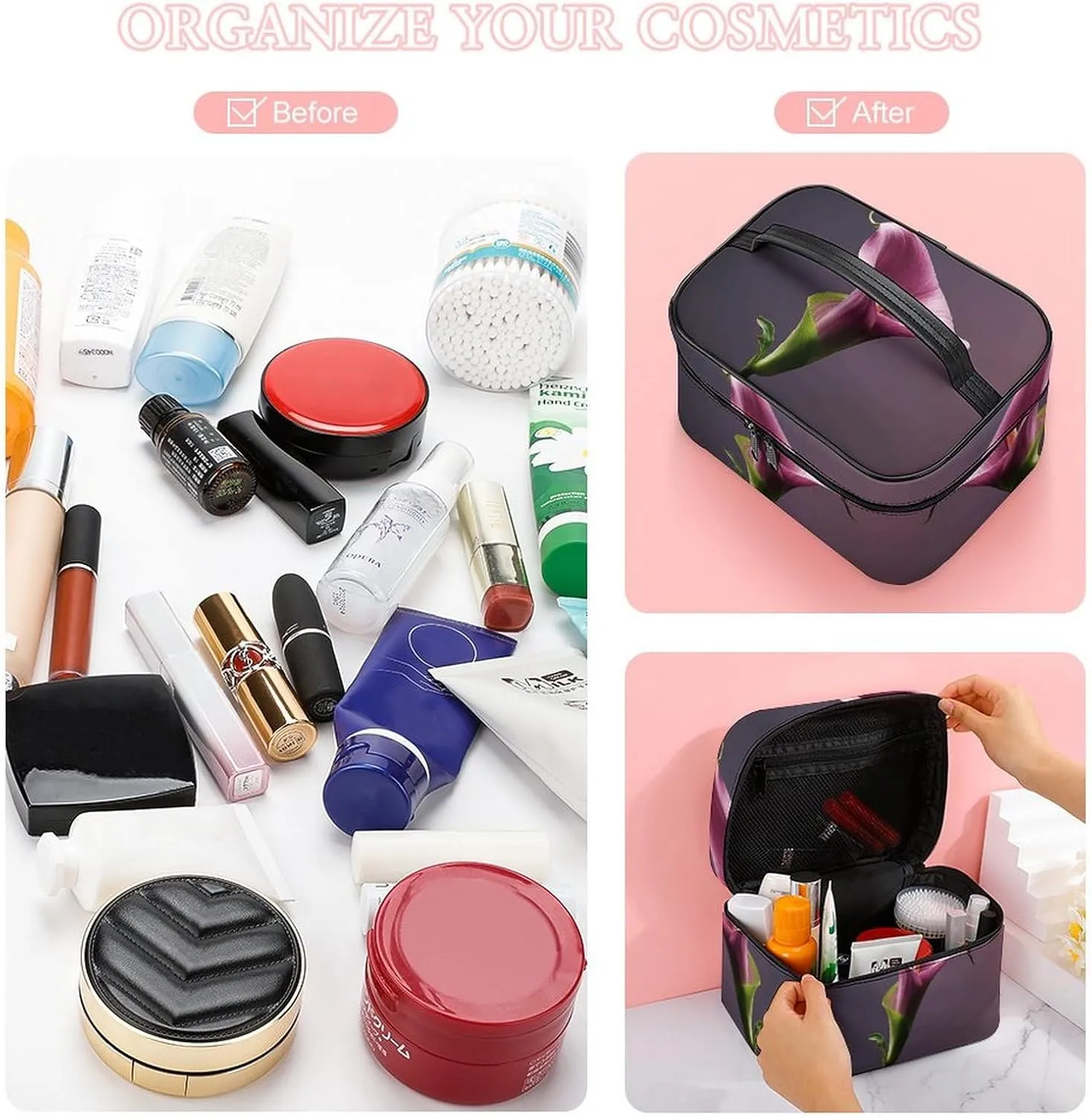 Travel Toiletry Bag for Women And Men,Purple Calla Lily Toiletry Organizer, Makeup Bag Travel Organizer for Shampoo,Toiletries