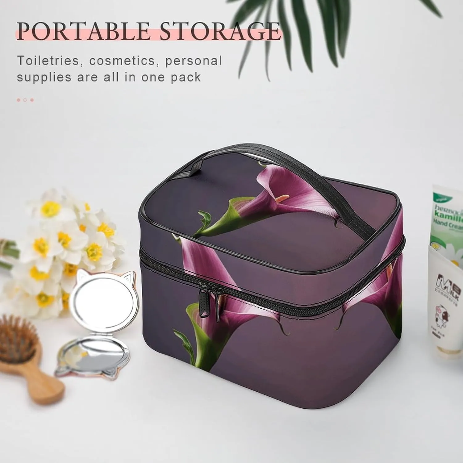 Travel Toiletry Bag for Women And Men,Purple Calla Lily Toiletry Organizer, Makeup Bag Travel Organizer for Shampoo,Toiletries