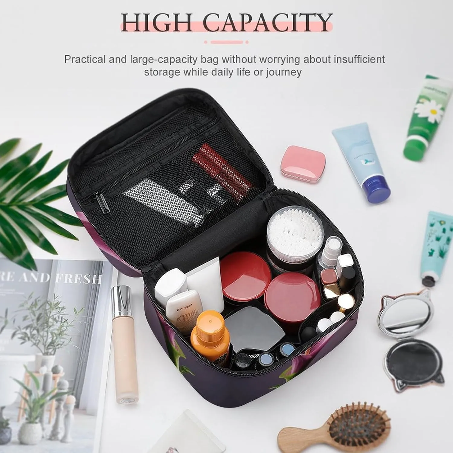 Travel Toiletry Bag for Women And Men,Purple Calla Lily Toiletry Organizer, Makeup Bag Travel Organizer for Shampoo,Toiletries