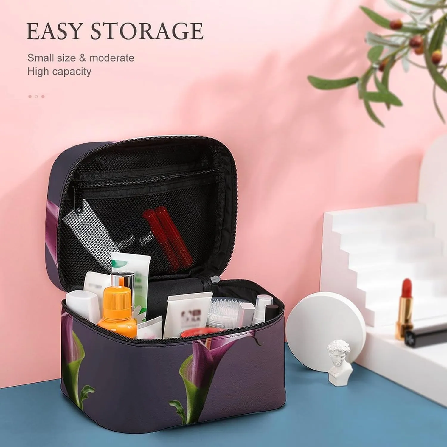 Travel Toiletry Bag for Women And Men,Purple Calla Lily Toiletry Organizer, Makeup Bag Travel Organizer for Shampoo,Toiletries