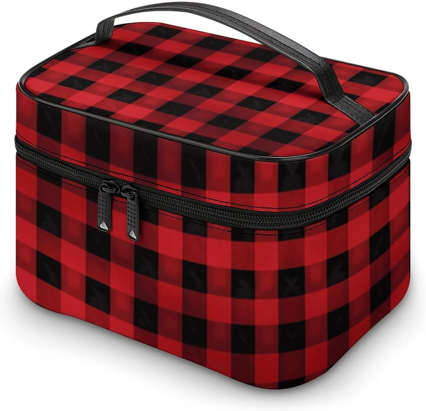 Travel Toiletry Bag for Women And Men,Red Black Buffalo Check Plaid Pattern Toiletry Organizer, Makeup Bag Travel Organizer for Shampoo,Toiletries