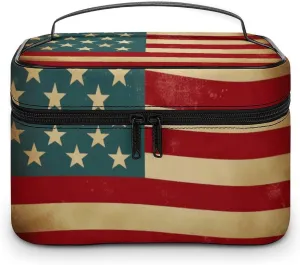 Travel Toiletry Bag for Women And Men,Vintage American Flag 4Th of July USA Toiletry Organizer, Makeup Bag Travel Organizer for Shampoo,Toiletries