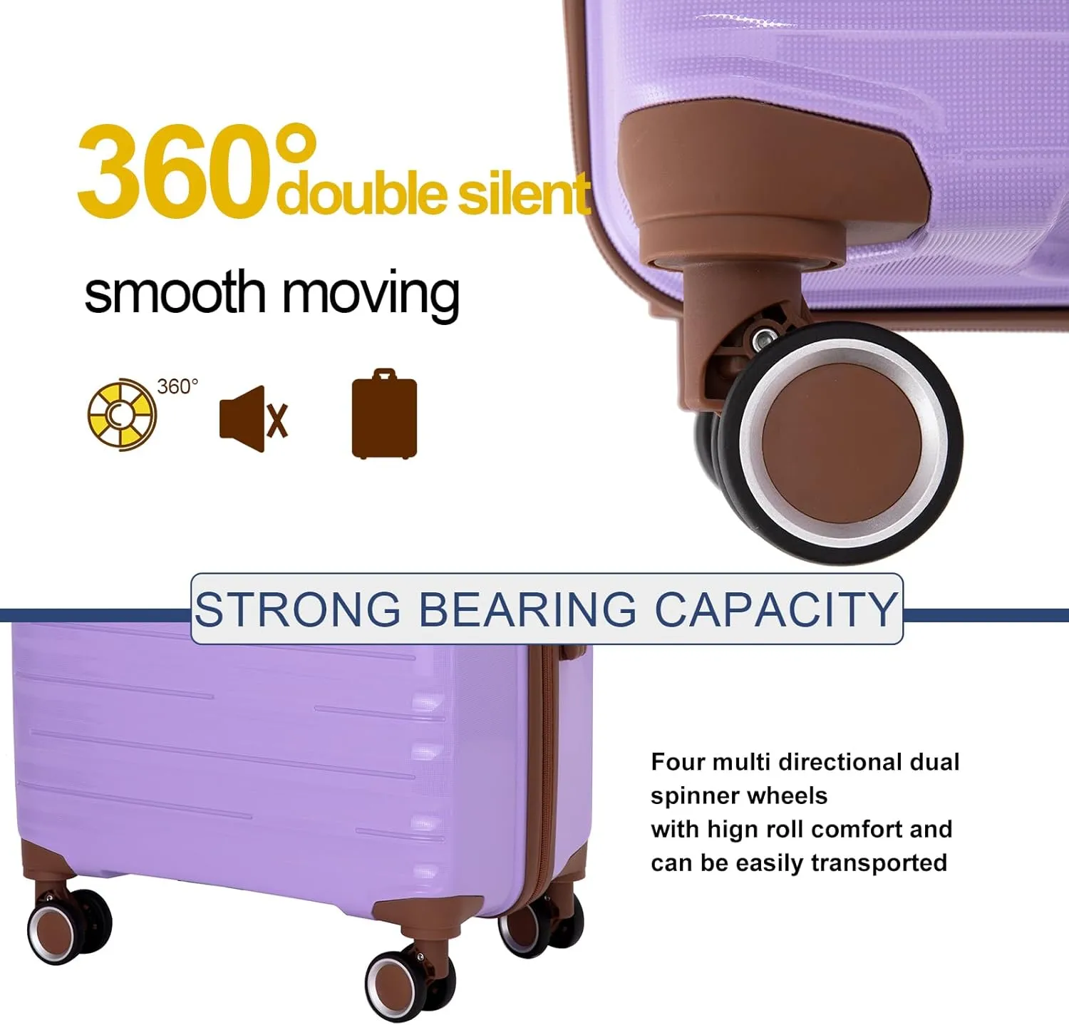 Travelhouse Luggage Sets 5 Piece Suitcases with Wheels ABS Hardshell Suitcase Set Spinner Wheels Carry on Suitcase with TSA Lock Durable Waterproof Travel Luggage (PURPLE)