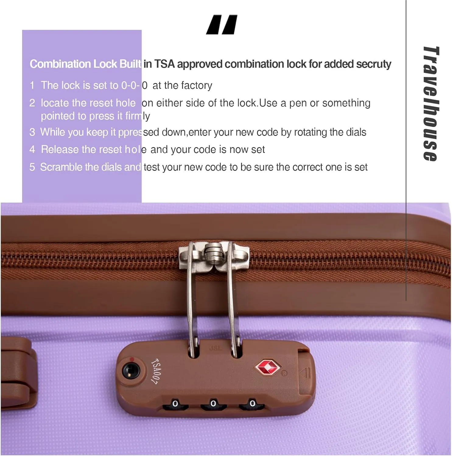Travelhouse Luggage Sets 5 Piece Suitcases with Wheels ABS Hardshell Suitcase Set Spinner Wheels Carry on Suitcase with TSA Lock Durable Waterproof Travel Luggage (PURPLE)