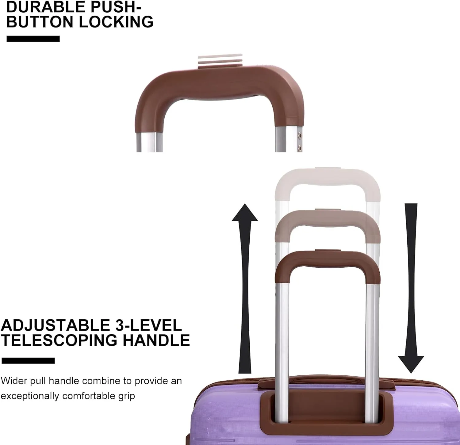 Travelhouse Luggage Sets 5 Piece Suitcases with Wheels ABS Hardshell Suitcase Set Spinner Wheels Carry on Suitcase with TSA Lock Durable Waterproof Travel Luggage (PURPLE)