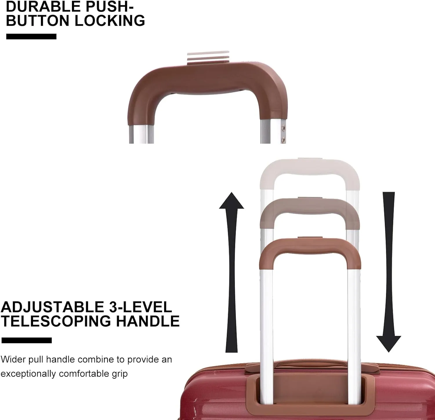 Travelhouse Luggage Sets 5 Piece Suitcases with Wheels ABS Hardshell Suitcase Set Spinner Wheels Carry on Suitcase with TSA Lock Durable Waterproof Travel Luggage (RED)