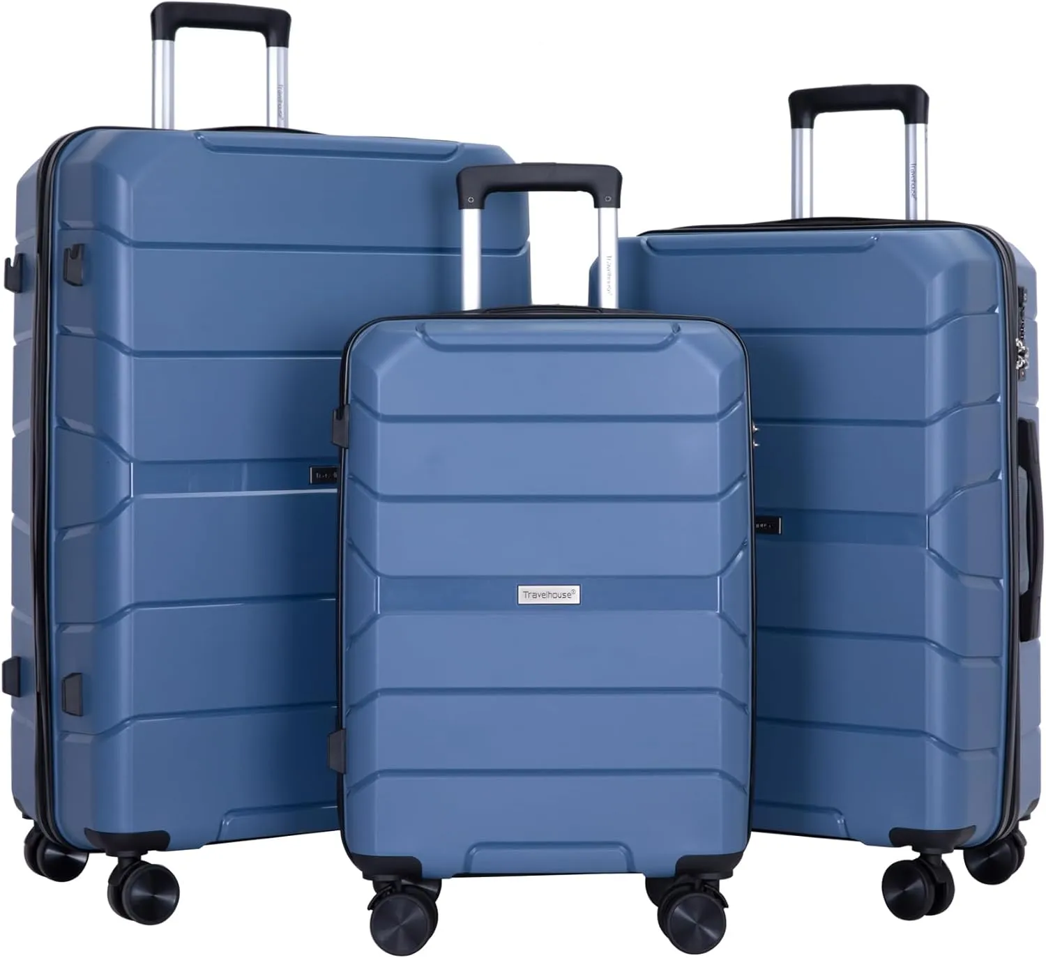 Travelhouse Luggage Sets, Hardside Suitcases 24in/28in, Carry on 20in,3 Piece Set Travel Luggages Clearance with Double Spinner Wheels TSA Lock Lightweight (SKY BLUE)