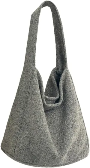 Trendy Slouchy Tote Bag for Women Soft Woolen Shoulder Handbags 2024 Winter Purses Casual Satchel Bags Travel Work 2PCS