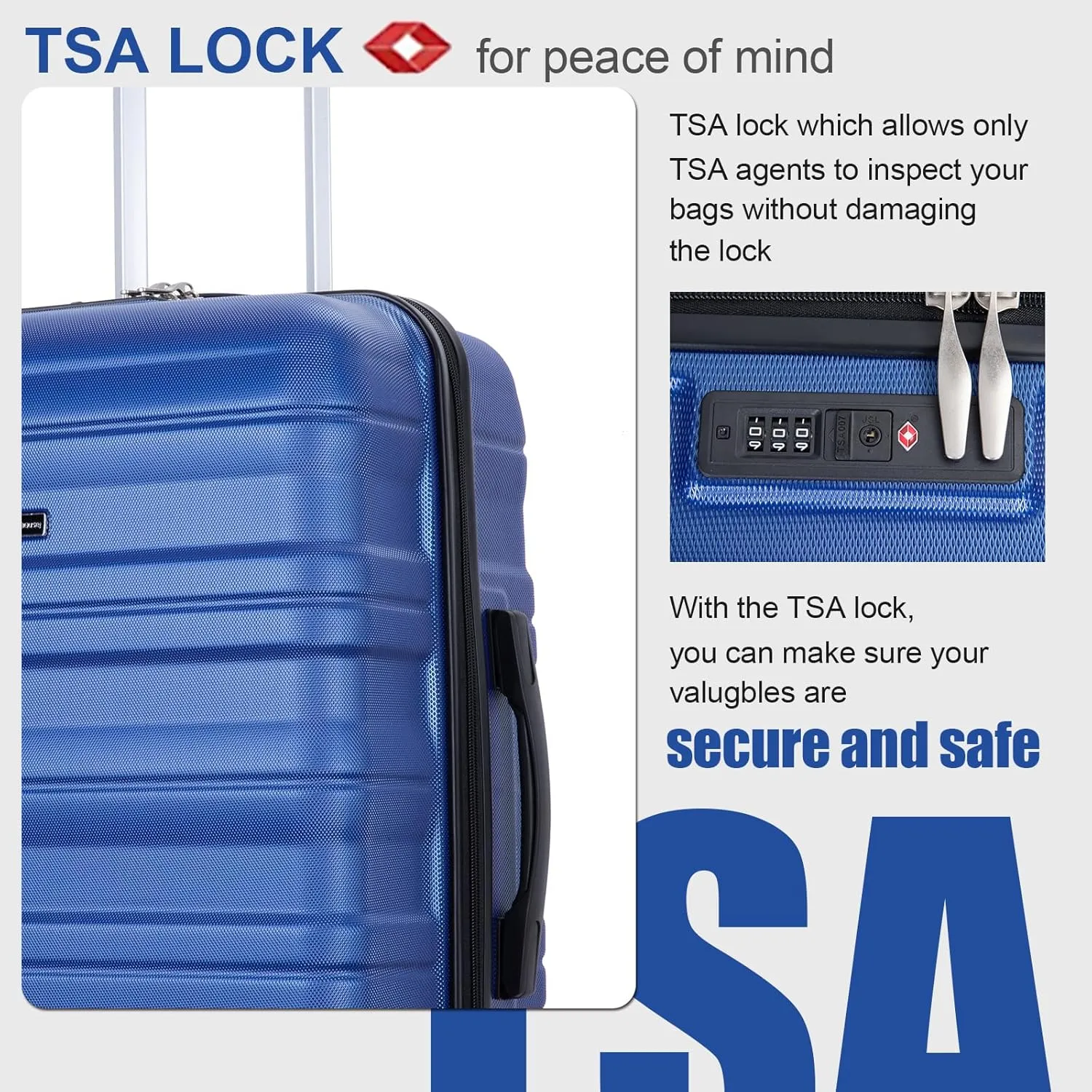 Trvaelhouse Luggage Sets, Polycarbonate Hardside Expandable Spinner Wheel Luggage,Lightweight TSA Lock, 3-Piece Set Durable Suitcase (20/24/28) (Dark Blue)