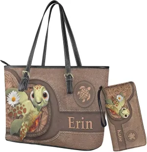 Tuoxiukan Personalized Handbags and Wallet Set for Women Clutch Purse Custom Name Tote Bag Customized Gifts for Mom