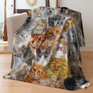 Twin Size Fleece Throw Blanket for Bed Couch Sofa, Fuzzy Soft Cozy Blankets and Throws Warm Lightweight Plush Blanket for Women Men, 60 x 80 inches, Cute Cats Pattern