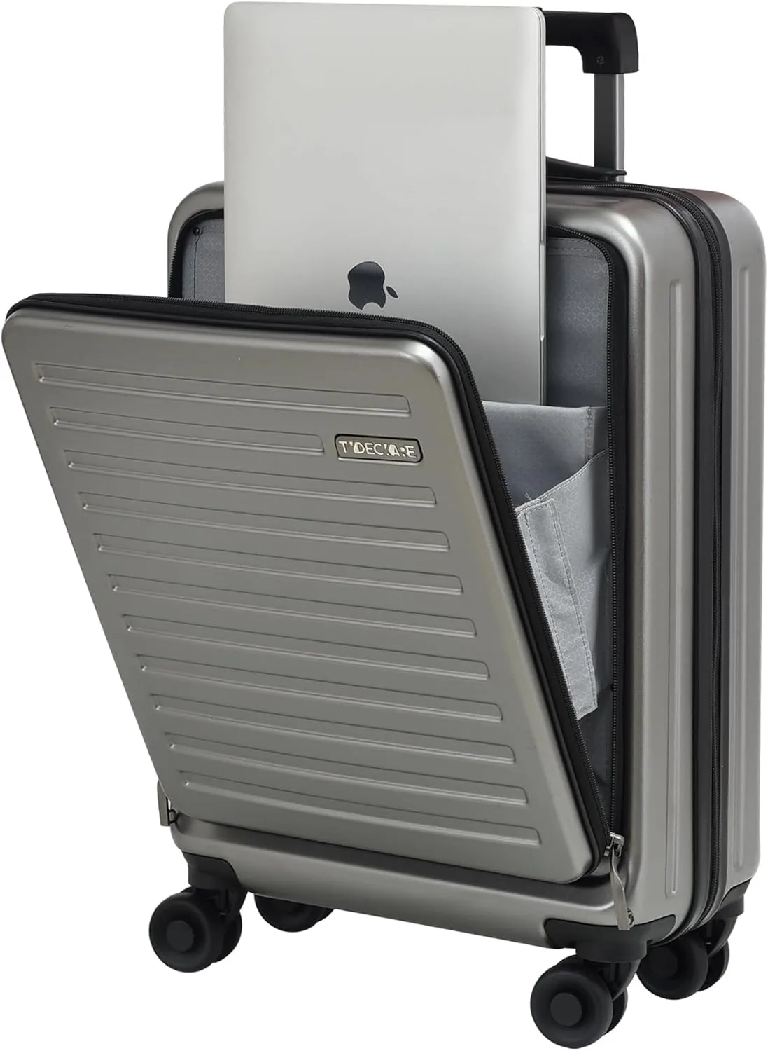 TydeCkare 20 Inch Carry On Luggage with Front Pocket, 21.65 * 15.35 * 7.87" Suitable for Airplane Overhead Bin, 34L Lightweight PC ABS Hardshell with YKK Zipper, TSA Lock Approved, Dark Gray