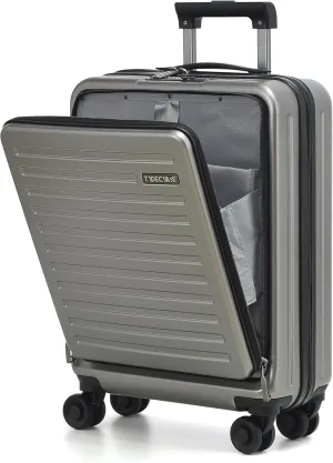 TydeCkare 20 Inch Carry On Luggage with Front Pocket, 21.65 * 15.35 * 7.87" Suitable for Airplane Overhead Bin, 34L Lightweight PC ABS Hardshell with YKK Zipper, TSA Lock Approved, Dark Gray