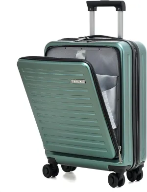 TydeCkare 20 Inch Carry On Luggage with Front Pocket, 21.65 * 15.35 * 7.87" Suitable for Airplane Overhead Bin, 34L Lightweight PC ABS Hardshell with YKK Zipper, TSA Lock Approved, Dark Green