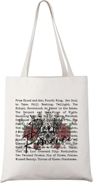 UJIMS Dark Romance Book Tote Bag Spicy Book Lover Gift for Her Dark Academia Reading Shoulder Bag