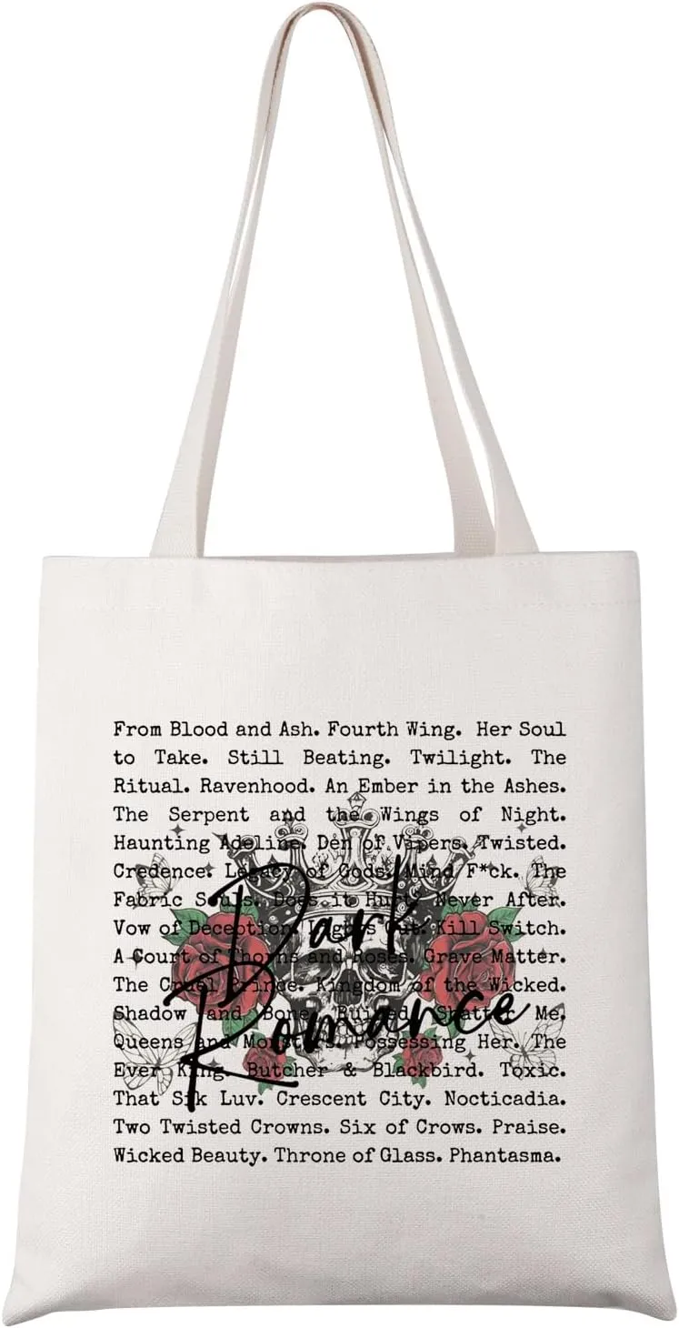 UJIMS Dark Romance Book Tote Bag Spicy Book Lover Gift for Her Dark Academia Reading Shoulder Bag