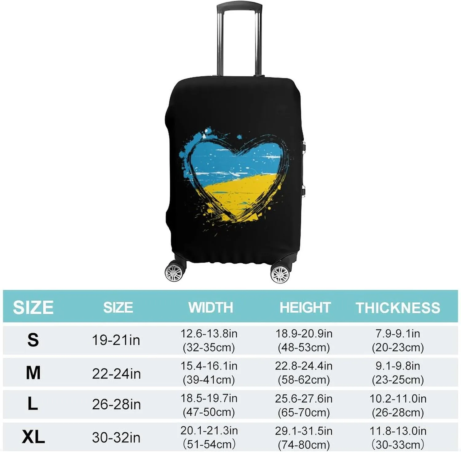 Ukraine Hear Protective Luggage Case Washable Suitcase Cover Travel Bag Protector