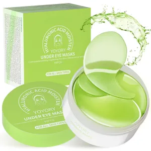 Under Eye Patches - Eye Gel Masks for Wrinkles, Dark Circles, Puffy Eyes, Fine Lines, Eye Bags Treatment with Hyaluronic Acid Collagen, Moisturizing Hydrating 60Pcs,Green