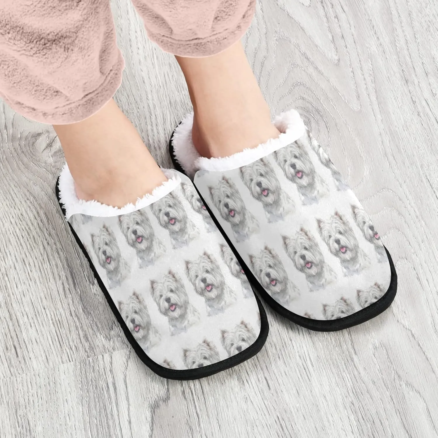 Unisex Slippers Fuzzy Feet Plush Cotton Slippers Anti-Slip Warm House Shoes M/L