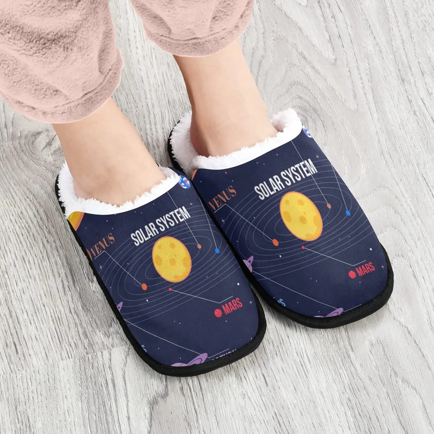 Unisex Slippers Fuzzy Feet Plush Cotton Slippers Anti-Slip Warm House Shoes M/L