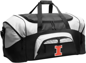 University of Illinois Duffel Bag LARGE Illini Suitcase or Gym Bag for Men Ladies Him or Her! (Black)