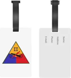 Us Army Ii Armored Corps Shoulder Sleeve Insignia Luggage Tags for Suitcases Travel Tags ID Labels for Women Men Travel Bag Luggage Accessories