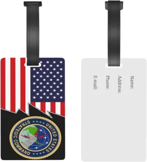 Us Strategic Command Emblem and America Luggage Tags for Suitcases Travel Tags ID Labels for Women Men Travel Bag Luggage Accessories