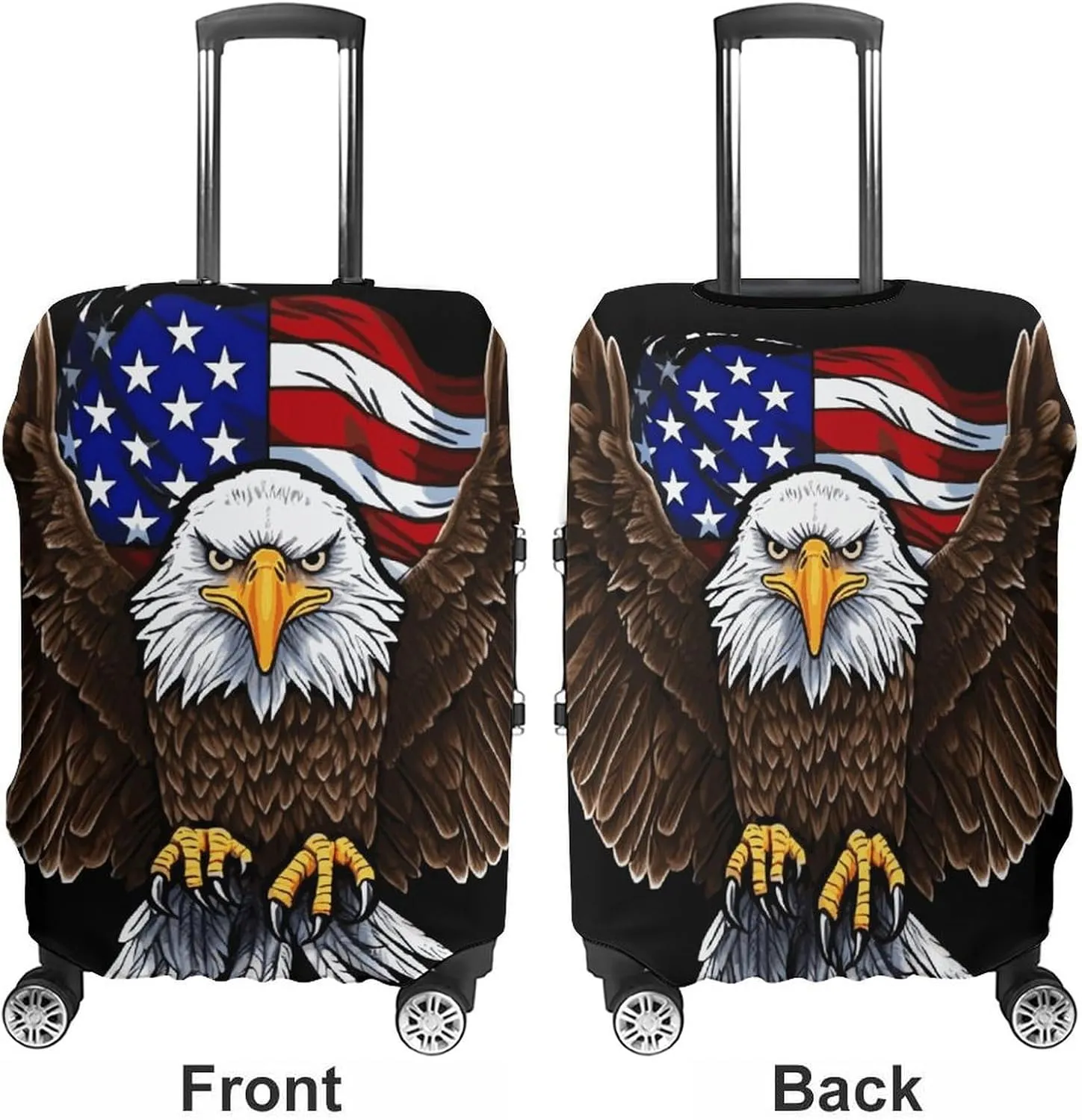 USA Flag Patriotic Eagle Luggage Cover Protector - Travel Suitcase Sleeve with Dual-Sided Prints, Universal Fit 18-32 Inch, Washable Anti-Scratch Travel Baggage Cover M