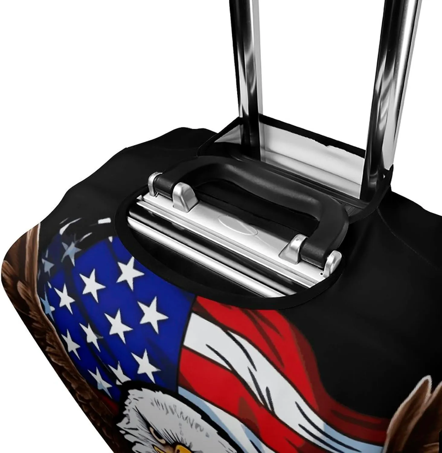 USA Flag Patriotic Eagle Luggage Cover Protector - Travel Suitcase Sleeve with Dual-Sided Prints, Universal Fit 18-32 Inch, Washable Anti-Scratch Travel Baggage Cover M