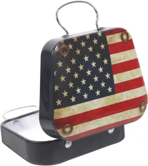 Usa Flag Tinplate Handbag Box Large Capacity Tinplate Candy Case for Travel Decor
