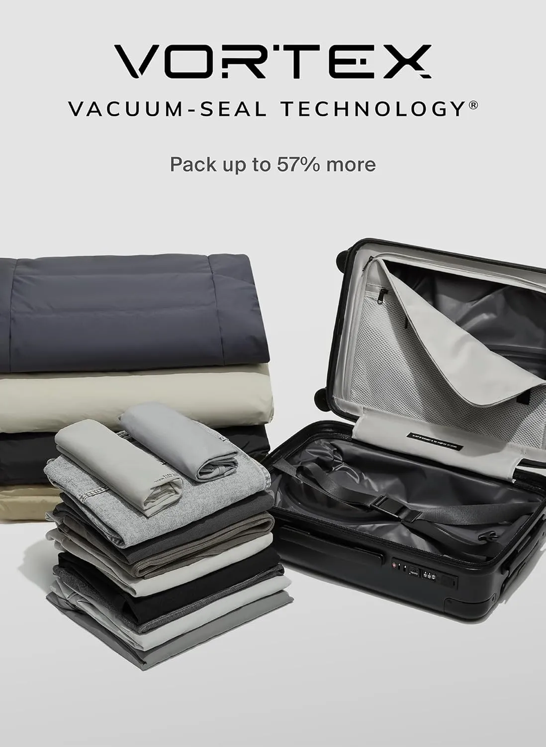 Vacuum Seal Air Compression 20-Inch Suitcase Carry-On Travel Luggage USB Port AirCabin Pro Pump TSA Lock Backpack Airback Vacpack 20" - Advanced Hinomoto Wheel Lock (1X Vacuum Bag - 50L)