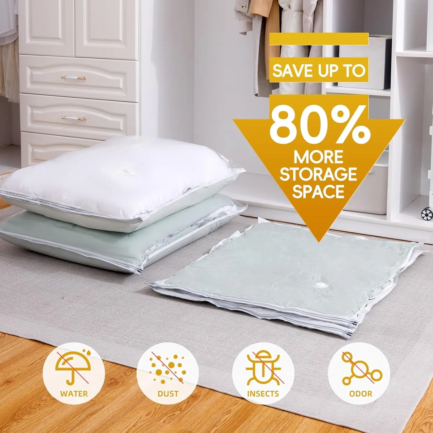 Vacuum Storage Bags with Electric Air Pump, 15 Pack (5 Jumbo, 5 Large, 5 Medium) Space Saver Bag, Space Saver Bag, Vacuum Sealer Bags for Clothes, Blanket, Duvets, Pillows, Comforters,Travel