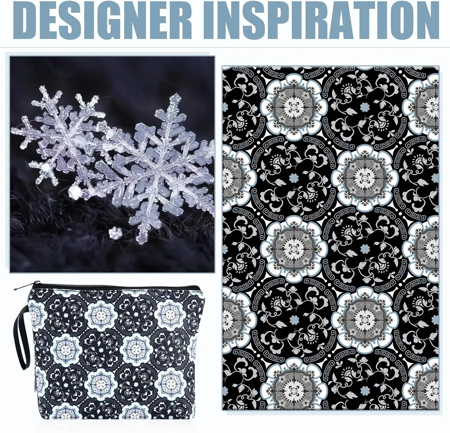 Vavabox Personalized Makeup Bag, Birthday Gifts for Women Girl Cosmetic Bag, Travel Makeup Pouch (Winter Snowflakes)
