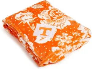 Vera Bradley Women's Collegiate Plush Xl Throw Blanket (Multiple Teams Available), Orange/White Rain Garden with University of Tennessee, One Size