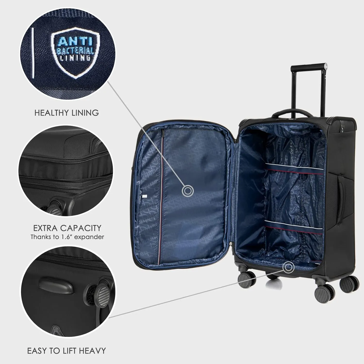 Verage Toledo Carry On Luggage Softside Expandable Suitcase with Spinner Wheel (20-Inch, Black)