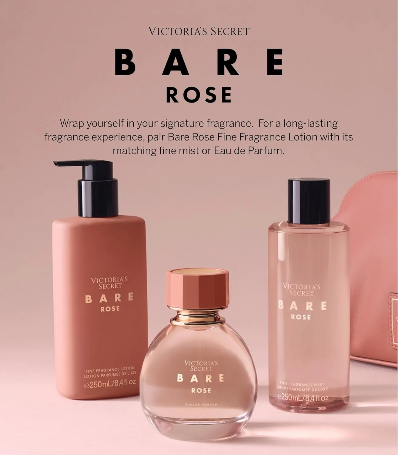 Victoria's Secret Bare Rose Eau de Parfum Rollerball, Notes of Pear Skin, Rosa Centifolia & Sheer Woods, Travel Size Mini Perfumes for Women (0.23 oz)
