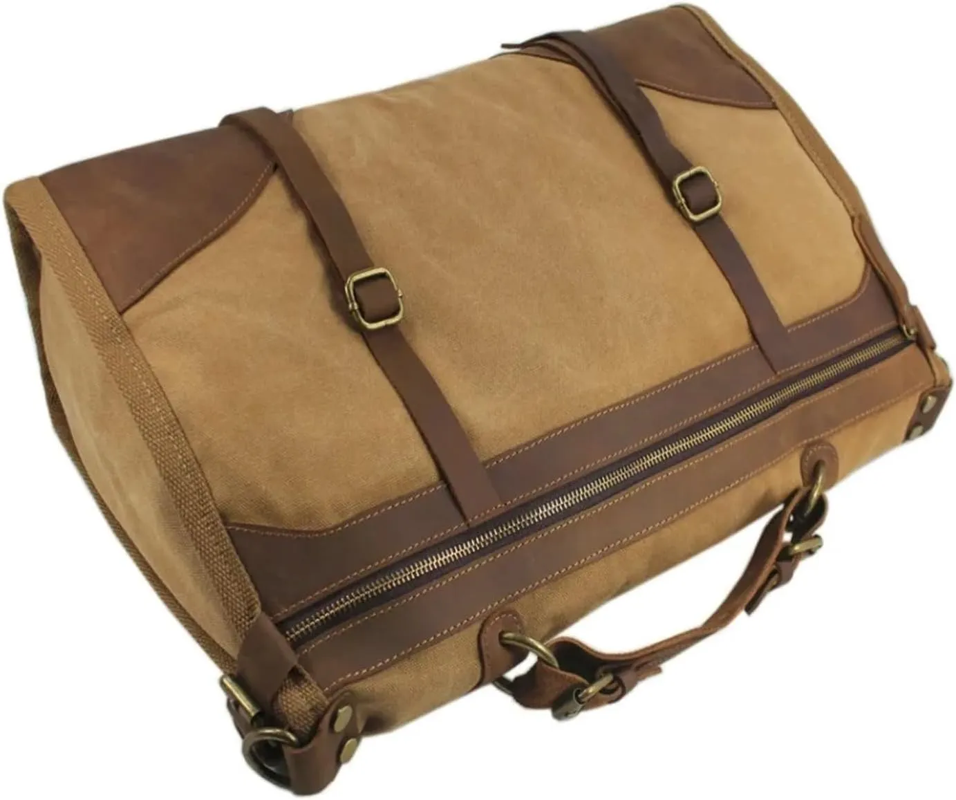 Vintage Retro Canvas Leather Men Travel Bags Luggage Bags Men Weekend Bag Overnight Duffle Bags Tote Leisure Suitable For Traveling, Business Trip, Outdoor(Deep Green)