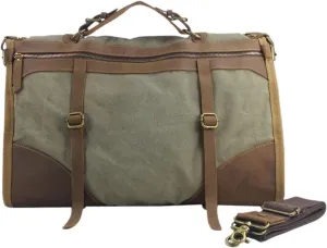 Vintage Retro Canvas Leather Men Travel Bags Luggage Bags Men Weekend Bag Overnight Duffle Bags Tote Leisure Suitable For Traveling, Business Trip, Outdoor(Deep Green)