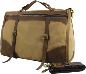Vintage Retro Canvas Leather Men Travel Bags Luggage Bags Men Weekend Bag Overnight Duffle Bags Tote Leisure Suitable For Traveling, Business Trip, Outdoor(Khaki)