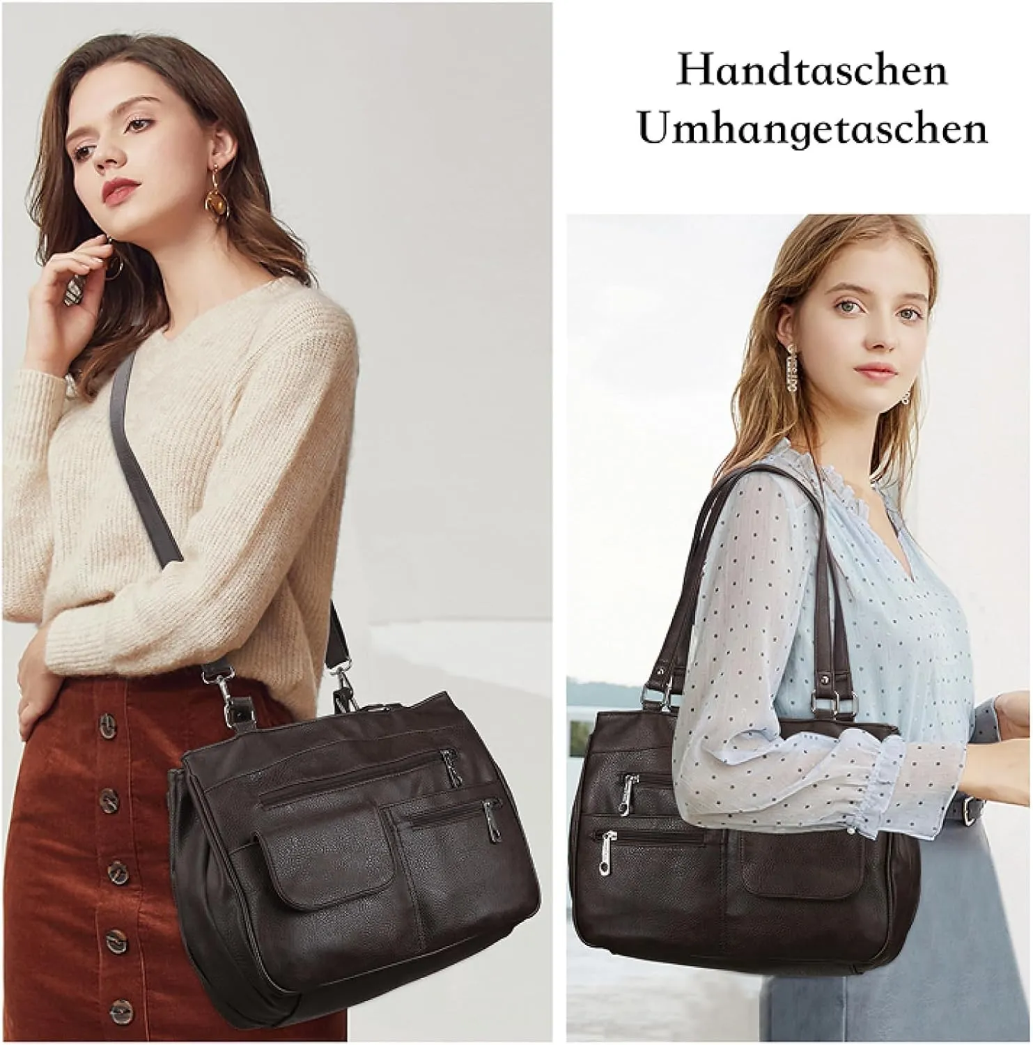 Vintage Women’s Waterproof Soft Pu Leather Wallet & Handbag - Spacious Shoulder Tote for Everyday Use