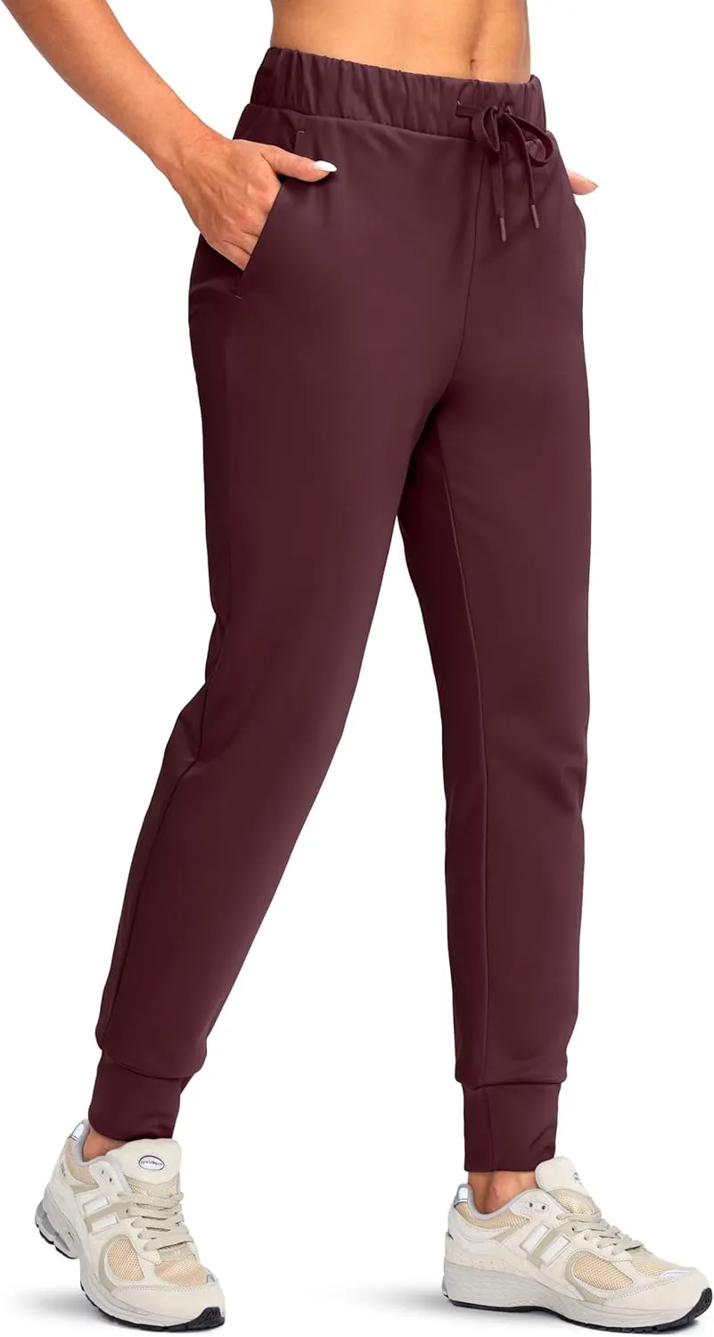 Viodia Women's Fleece Lined Joggers Thermal Winter Sweatpants Waterproof Cold Weather Pants for Hiking Travel Running